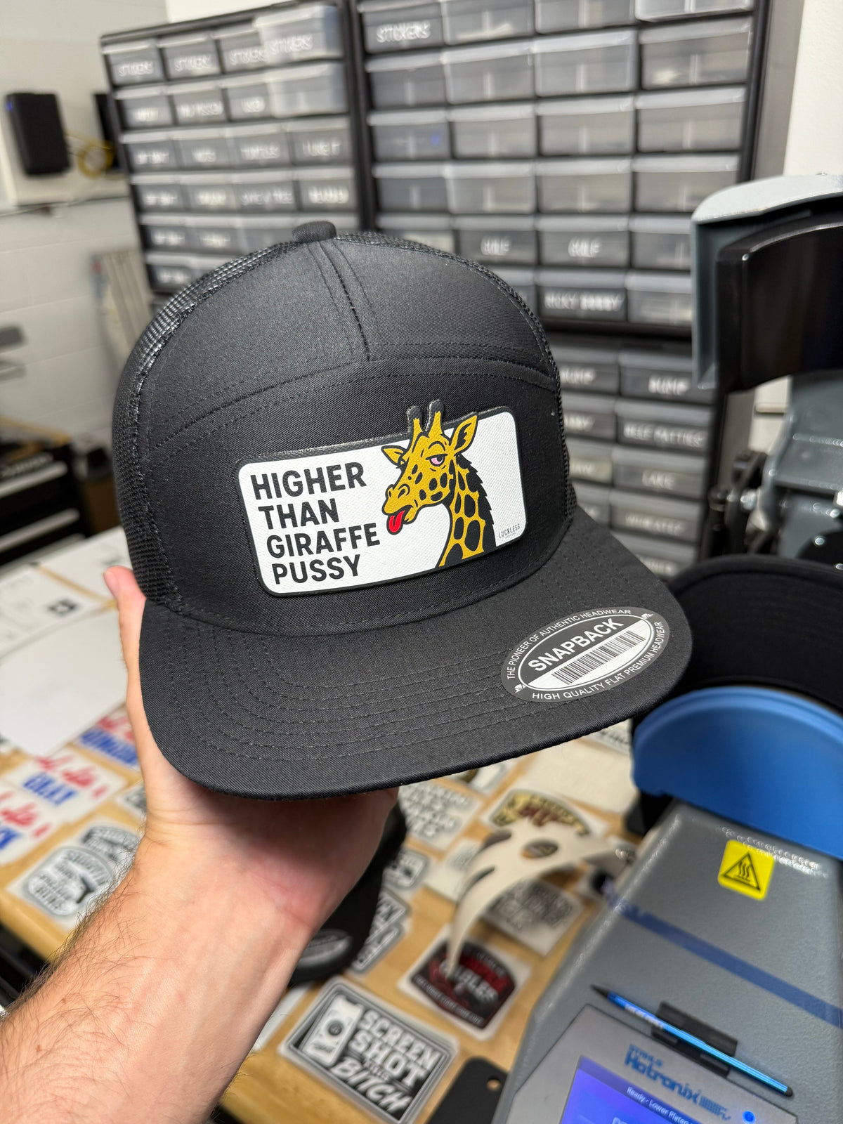 Higher Than Giraffe Pussy 7 Panel Canvas Patch Snapback