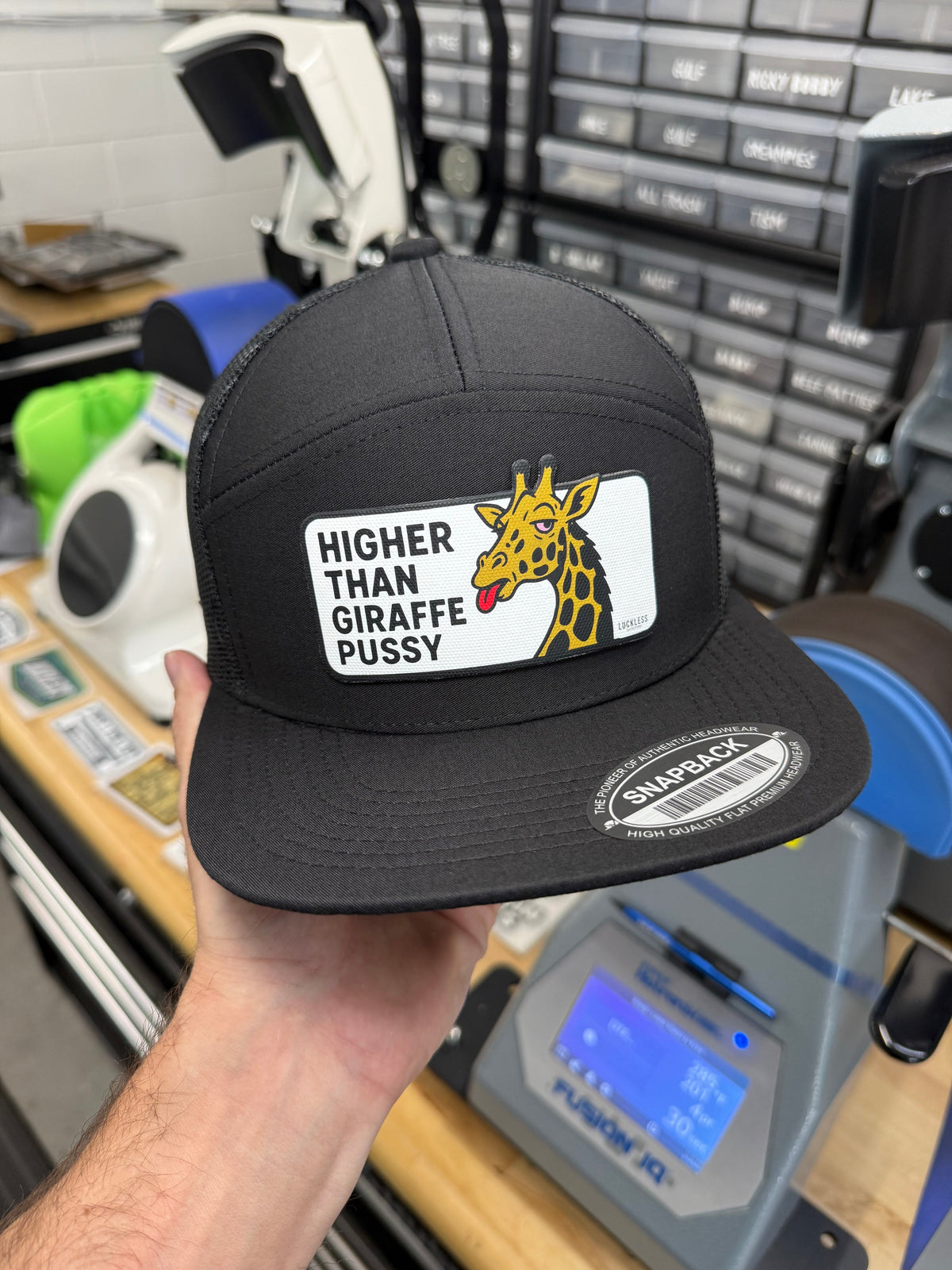 Higher Than Giraffe Pussy 7 Panel Canvas Patch Snapback