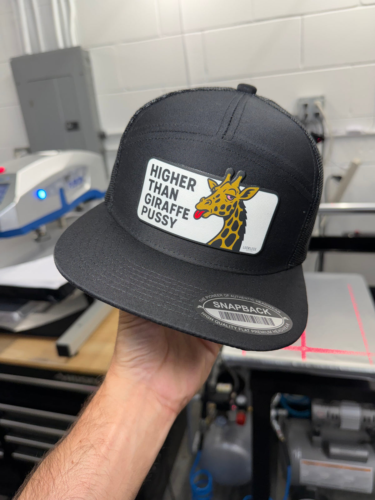 Higher Than Giraffe Pussy 7 Panel Canvas Patch Snapback
