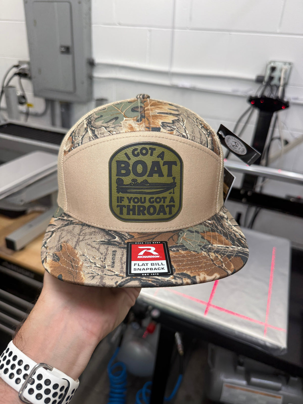 I Got A Boat Realtree Rawhide Leather Patch Hat