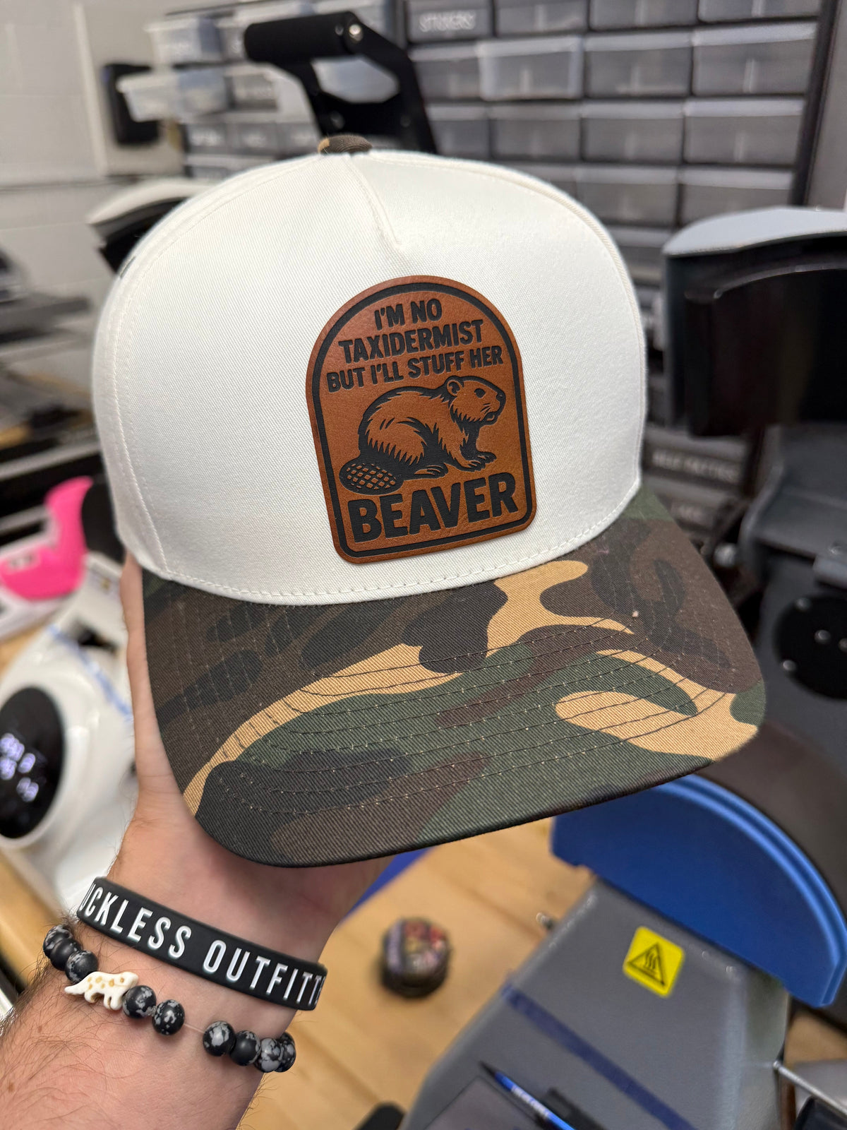 Taxidermist Camo Leather Patch Snapback