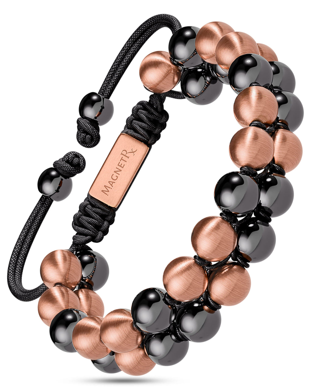 Magnetic Hematite & Copper Bracelet – Double Row | Grounding, Pain Relief & EMF Protection