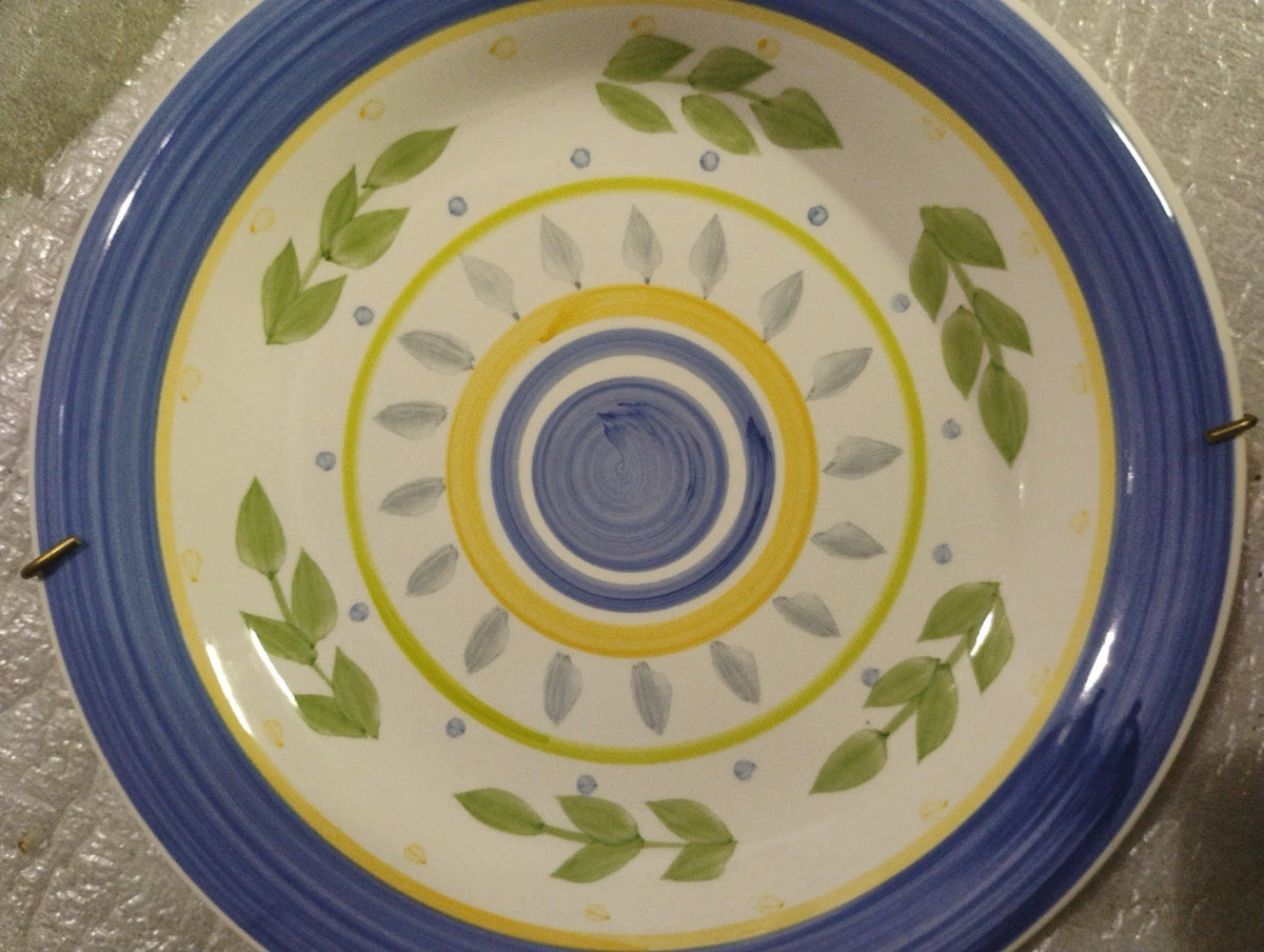 Gibson Bernini Ceramic Dessert Plate Blue Green Yellow Dishwasher Oven Safe