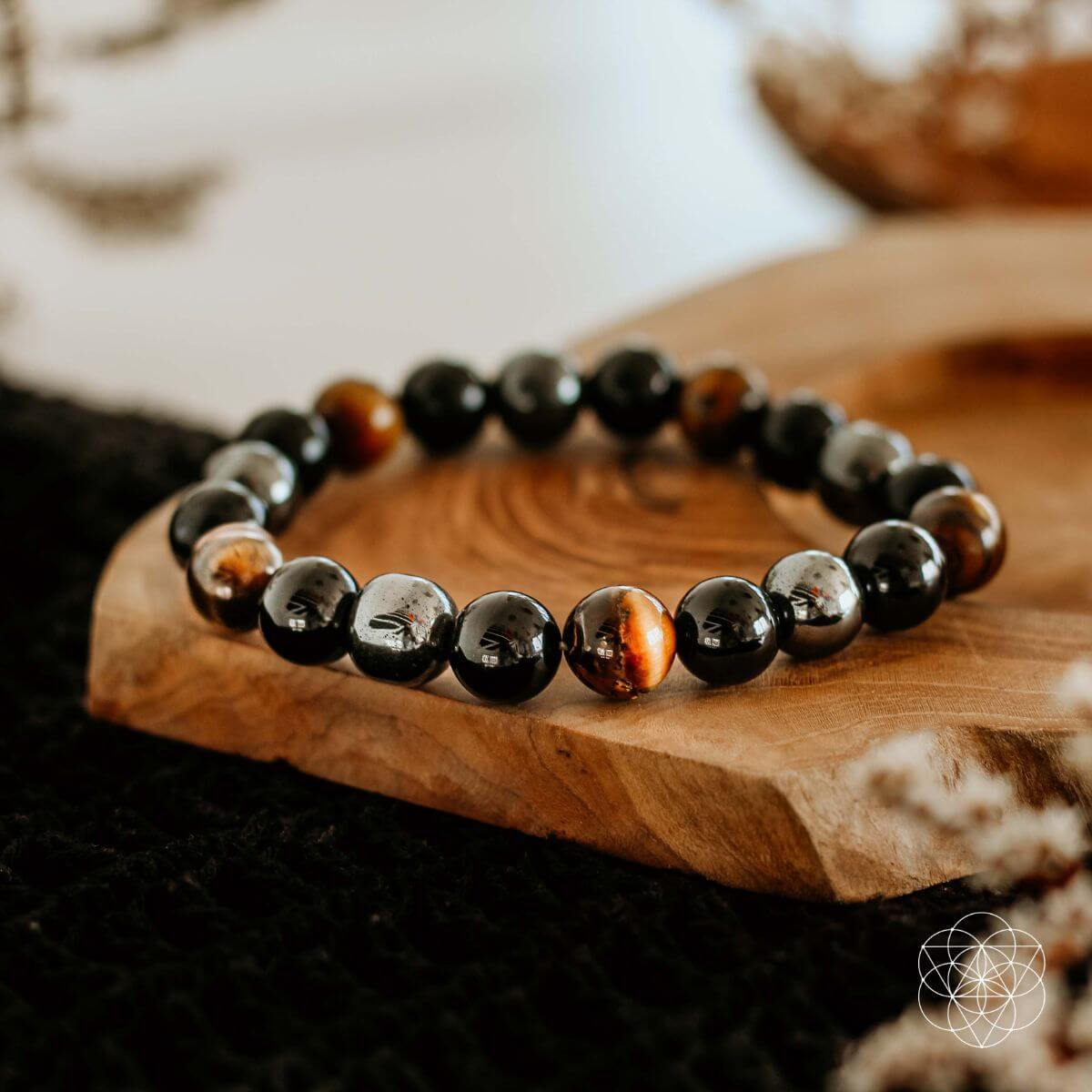 Triple Protection Crystal Bracelet – Black Tourmaline, Obsidian & Hematite